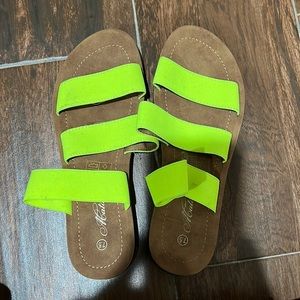Neon green sandals